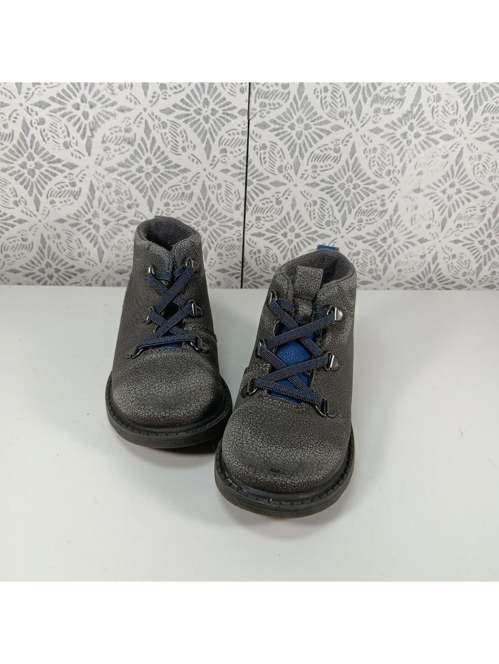 Carter's Donnie Toddler Boy's Boot, Gray Faux Leather & Shoe Lace, Zip Up Size 7